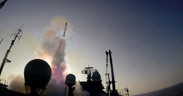 LRSAM test fired from the INS Kolkata. (Livefist/Twitter)